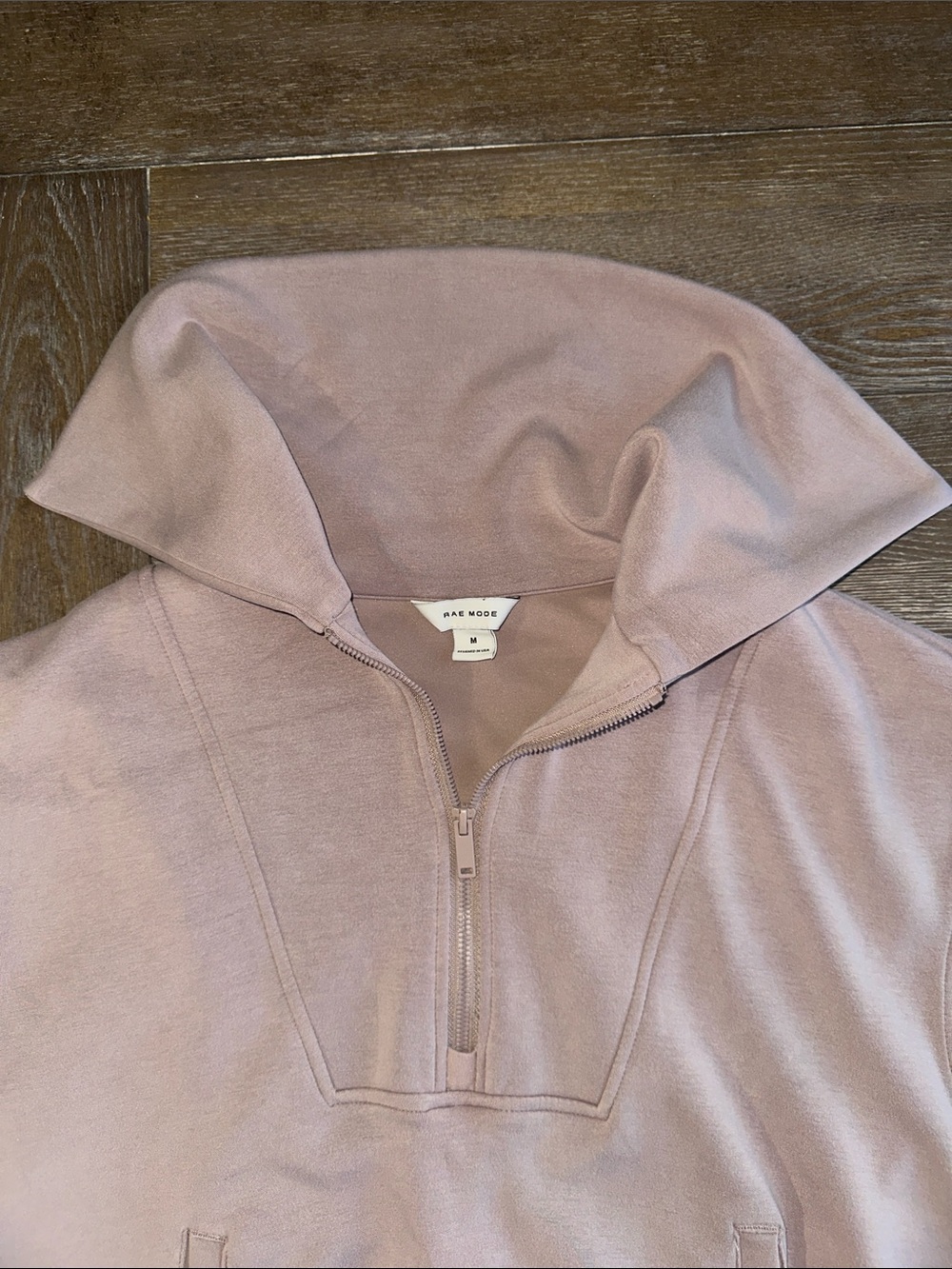 Rae Mode Sleeveless Half-Zip Hoodie in Taupe - Picture 2 of 3
